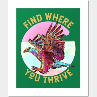 Find Where You Thrive (colorful flying eagle) Posters and Art